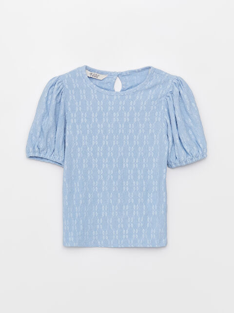 LCW Kids Crew Neck Self Patterned Short Sleeve Girl's T-Shirt - S3CQ79Z4-G4M