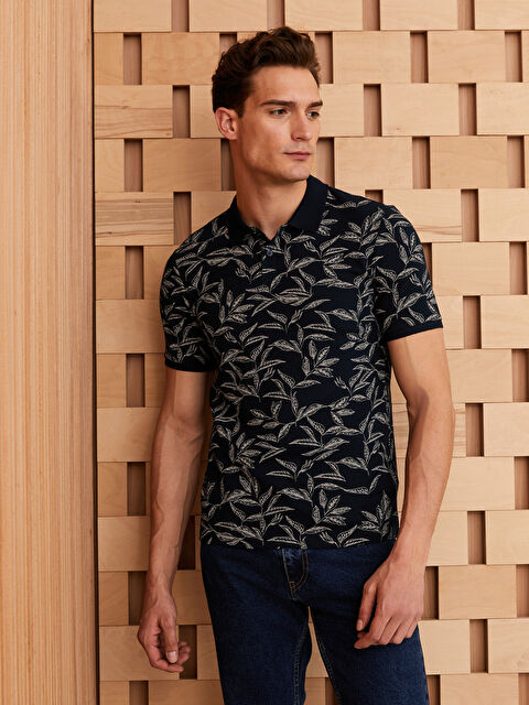 LCW Vision Polo Neck Short Sleeve Patterned Pique Men's T-Shirt - S3CR86Z8-LSJ