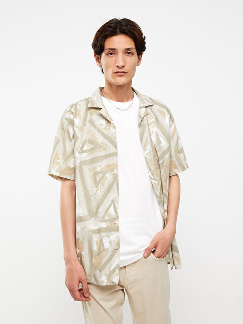 XSIDE Regular Fit Short Sleeve Patterned Viscose Men's Shirt - S3CS60Z8-LQC