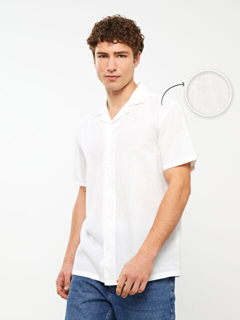 XSIDE Regular Fit Short Sleeve Linen Blend Men's Shirt - S3CS62Z8-Q6K