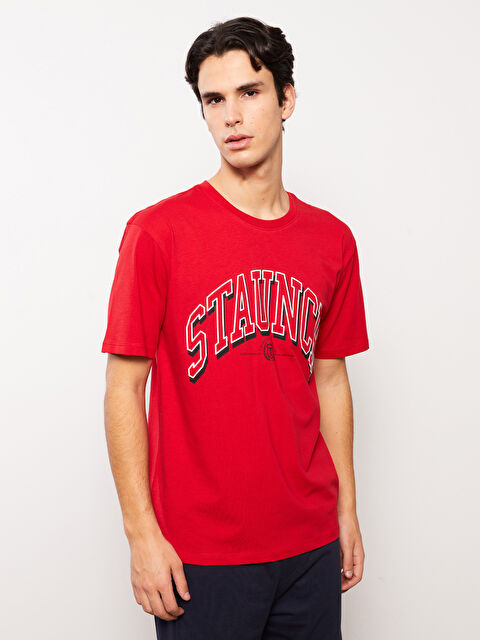 XSIDE Crew Neck Short Sleeve Printed Combed Cotton Men's T-shirt - S3CS64Z8-HPM