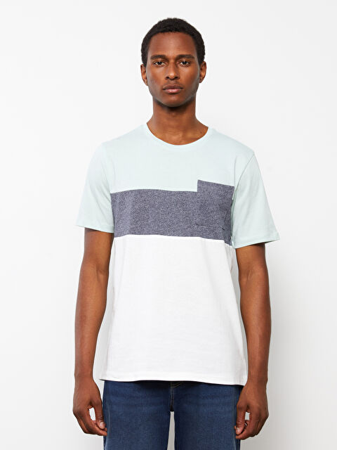 XSIDE Crew Neck Short Sleeve Color Block Jersey Men's T-Shirt - S3CT12Z8-G3R