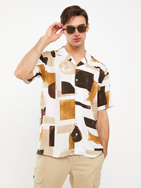 XSIDE Рубашка Мужская Вискозная С Узором Стандартного Кроя С Коротким Рукавом - S3CT14Z8-LQB
