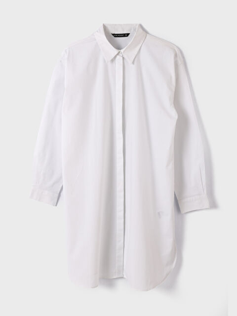 LCW Modest Plain Long Sleeve Oversize Women's Shirt Dress - S3CT83Z8-RVK