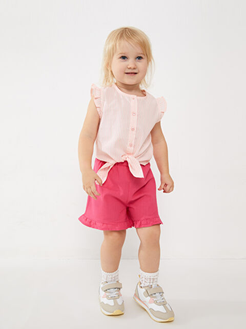 LCW baby Basic Poplin Baby Girl Shorts With Elastic Waist - S3CU69Z1-GSY