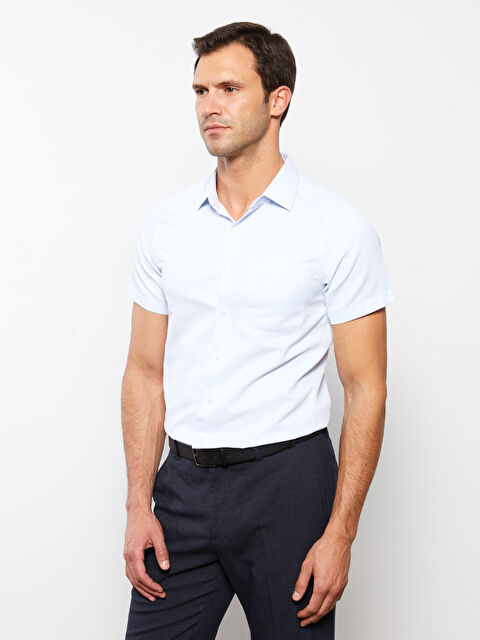 LCW BUSINESS Slim Fit Short Sleeve Dobby Men's Shirt - S3CU86Z8-CSV