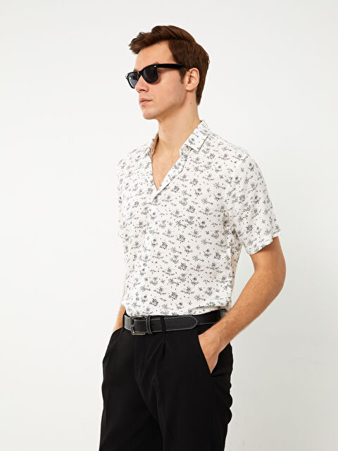 LCW Vision Slim Fit Short Sleeve Patterned Viscose Men's Shirt - S3DA86Z8-KE8