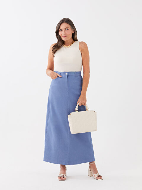 LCW Grace Women's Slim Fit Plain Gabardine Skirt - S3DA92Z8-GNQ