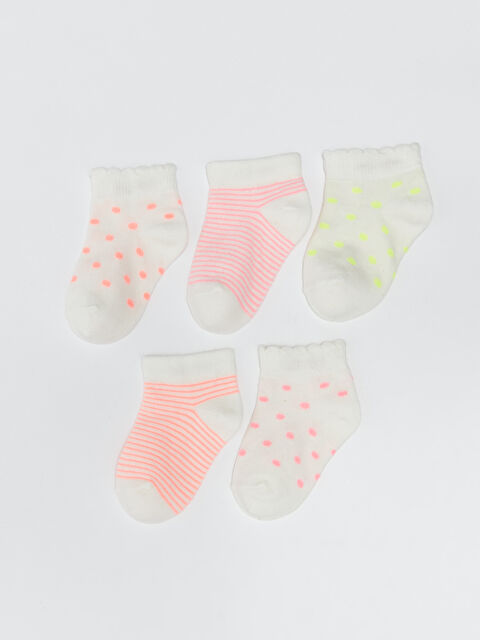 LCW baby Printed Baby Girls' Trainer Socks 5-Pack - S3DE10Z1-LHK