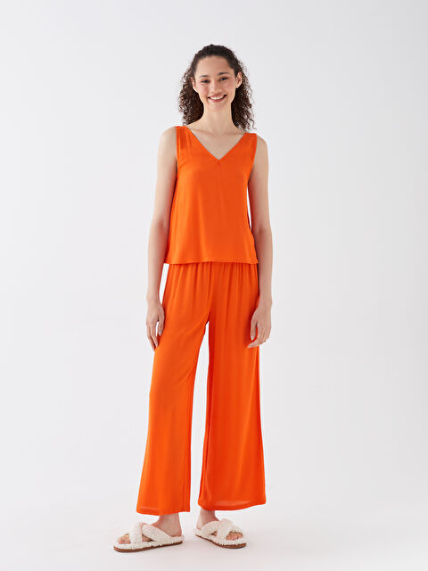 LCW DREAM Women's V Neck Plain Pyjama Set - S3DG46Z8-GSZ