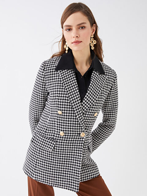 LCW Vision Crowbar Pattern Long Sleeve Women's Blazer Jacket - S3DH01Z8-LKX