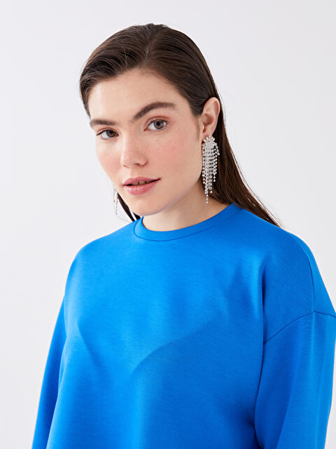 LCW Vision كنزة رياضية واسعة برقبة دائرية للسيدات - S3DH07Z8-GYW