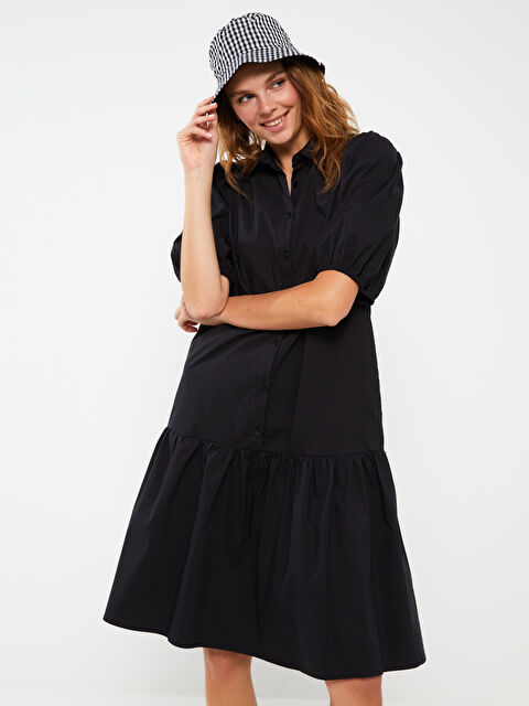 LCW Vision Plain Short Sleeve Poplin Women's Shirt Dress - S3DH12Z8-RQL