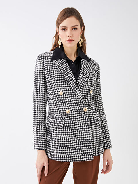 LCW Vision Goose Foot Pattern Long Sleeve Women's Jackets - S3DH53Z8-LKX