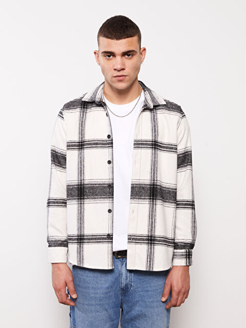 XSIDE Regular Fit Long Sleeve Plaid Men's Flannel Shirt - S3DH60Z8-LKX