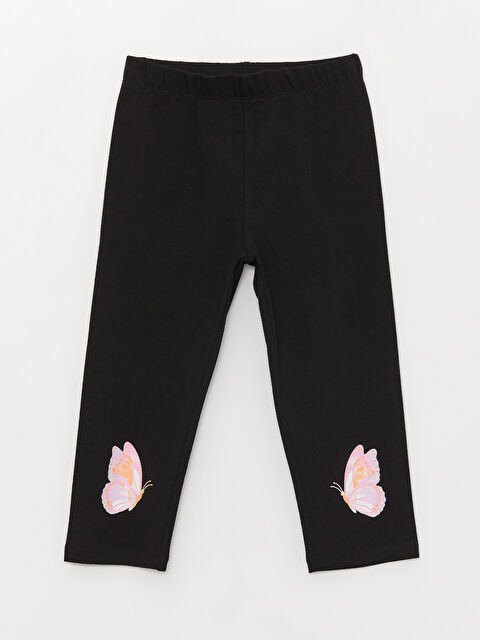 LCW Kids ليجن مطبوع تلات تربع الطول للبنات بوسط مطاطي - S3DH64Z4-CVL