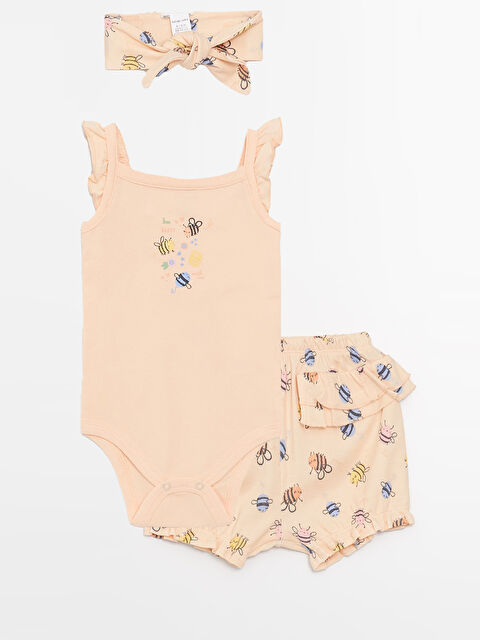 LCW baby Шаршы жағалы принтті қыз балаға арналған 3 данадан тұратын - S3DJ58Z1-FSP