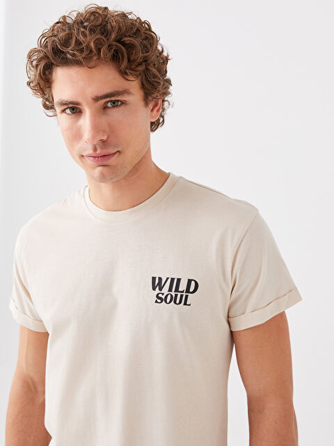 XSIDE Crew Neck Short Sleeve Printed Combed Cotton Men's T-shirt - S3DL48Z8-S4M