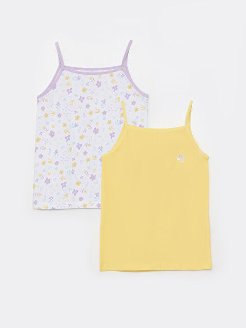 LCW Kids Square Collar Printed Strappy Girls' Vest 2 Pack - S3DL57Z4-FSR