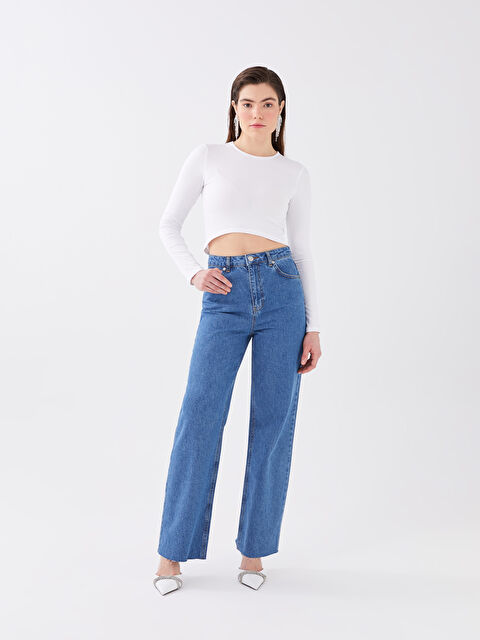 LCW Vision High Waisted Wideleg Women's Jeans - S3DM39Z8-311