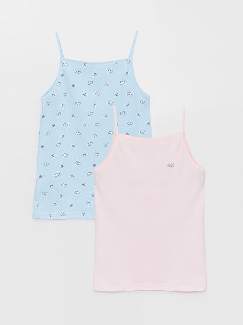 LCW Kids Square Collar Printed Strappy Girls' Vest 2 Pack - S3DP33Z4-JH4