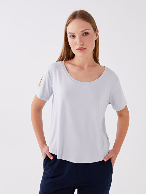 LCW Vision U Neck Plain Short Sleeve Women's T-Shirt - S3DQ05Z8-GAJ