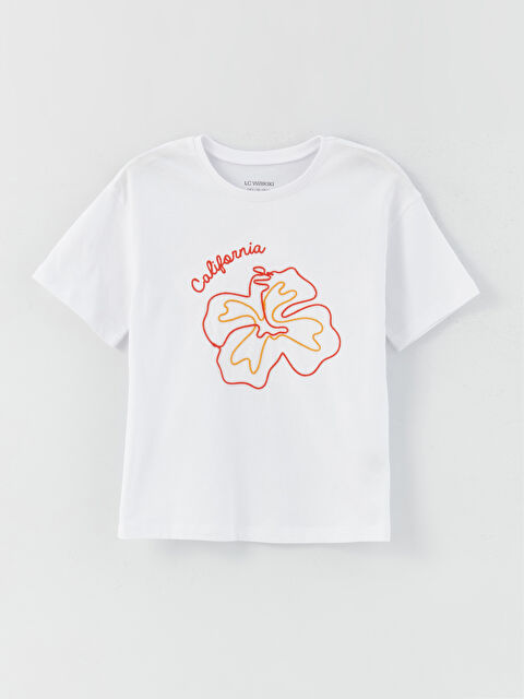 LCW Kids Crew Neck Printed Short Sleeve Girls' T-Shirt - S3DS13Z4-Q6K