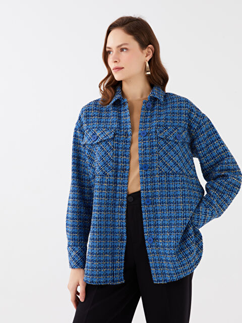 LCW Vision Карирана Туидена Овърсайз Риза-Яке с Дълъг Ръкав За Жени - S3DS53Z8-LN6