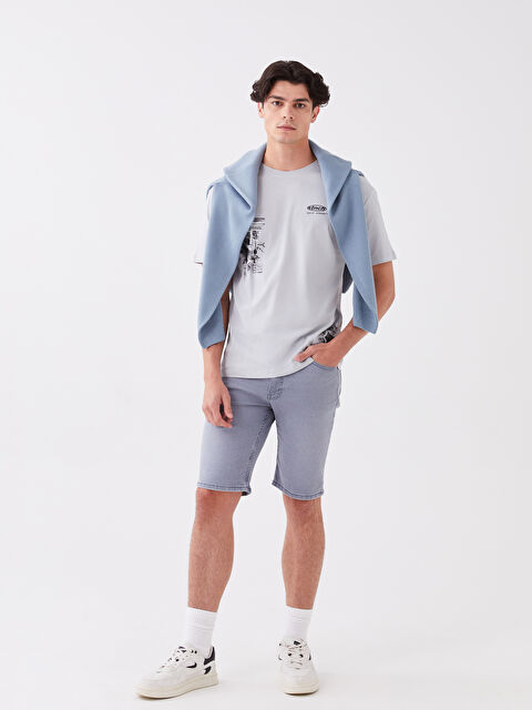 XSIDE Skinny Fit Men's Denim Shorts - S3DT41Z8-GRD