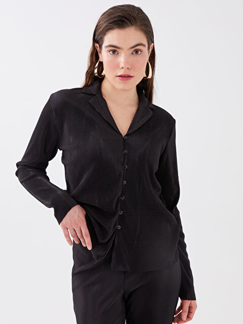 LCW Vision Chemisier à Col de Chemise Uni à Manches Longues pour Femmes - S3DT67Z8-CVL