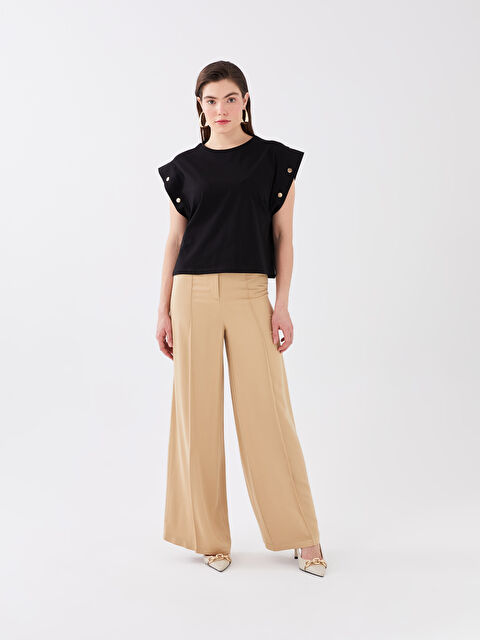LCW Vision Standard Fit Straight Viscose Women's Palazzo Trousers - S3DU25Z8-SUN