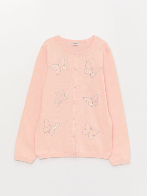 LCW Kids Қыздарға арналған кестеленген ұзын жең трикотаж кардиган - S3DV00Z4-FTG