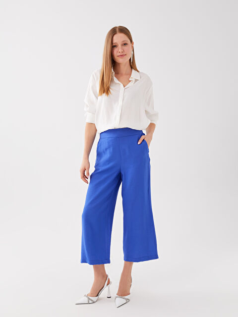 LCW Vision بنطلون كابري فيسكوز سادة وسط عالي واسع للسيدات - S3DV01Z8-GZ1