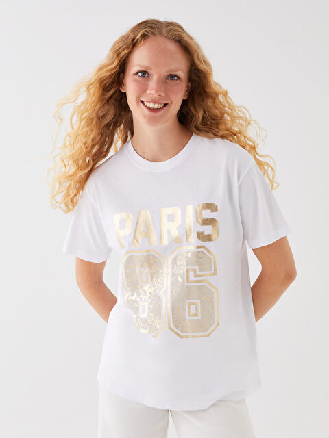 LCW Vision Crew Neck Printed Short Sleeve Women's T-Shirt - S3EA12Z8-Q6K