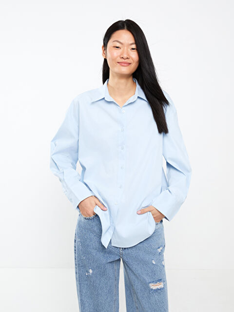 LCW Vision Plain Long Sleeve Women's Poplin Shirt - S3EB18Z8-G9Q