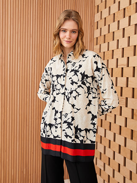 LCW Modest Floral Oversize Women's Shirt Tunic - S3EC78Z8-LQJ