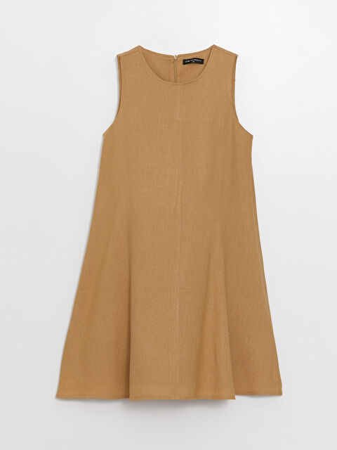 LCWAIKIKI Maternity Crew Neck Linen Blend Maternity Dress