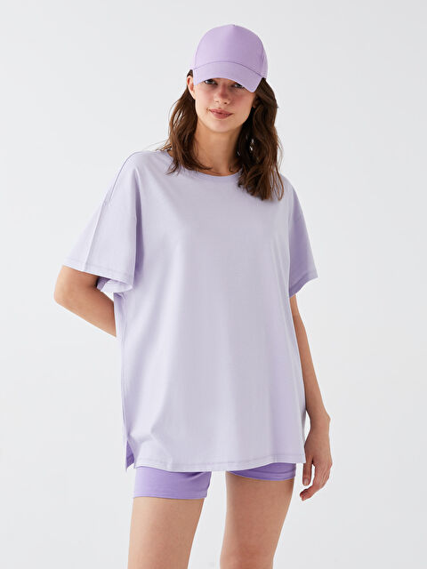 LCW Vision Crew Neck Plain Short Sleeve Oversize Women's T-Shirt - S3EE13Z8-G7S