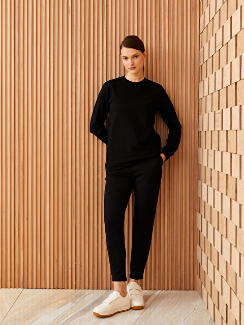 LCW Modest Elastic Waist Plain Interlock Women's Sweatpants - S3EF65Z8-SMB