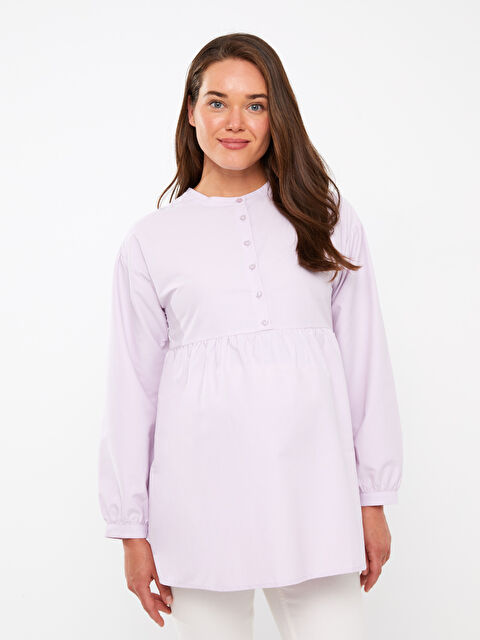 LCWAIKIKI Maternity تونيك حوامل بوبلين باكمام طويلة وقبة دائرية وقصة مستقيمة - S3EF85Z8-V35