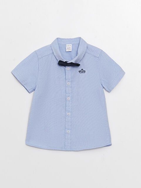 LCW baby Short Sleeve Embroidery Detailed Baby Boy Shirt and Bow Tie 2-Pack - S3EI27Z1-R2R