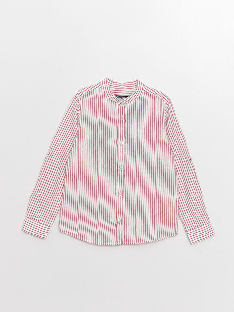 SOUTHBLUE Grandad Collar Striped Long Sleeve Boys' Shirt - S3EI52Z4-LGT