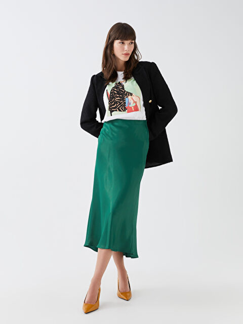 LCW Vision Standart Fit Düz Saten Kadın Etek - S3EJ93Z8-HSC