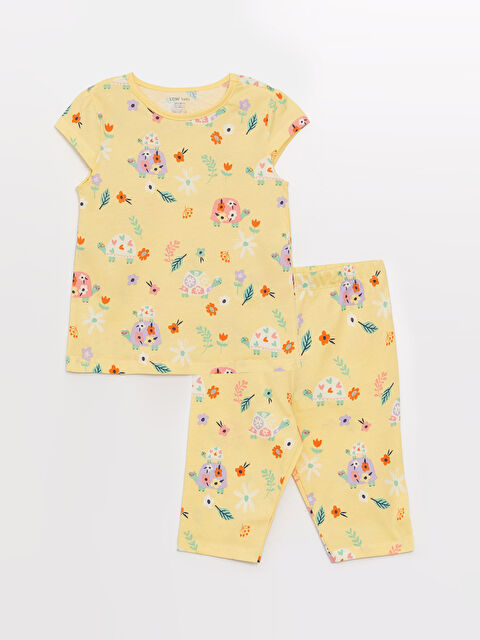 LCW baby Crew Neck Short Sleeve Printed Baby Girls' Pyjama Set - S3EJ97Z1-LU9