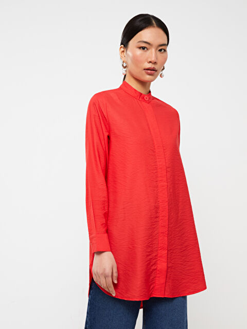 LCWAIKIKI Classic یه‌خه‌ سوننەتی سادە قۆڵ درێژ بۆ ژنان تونیک