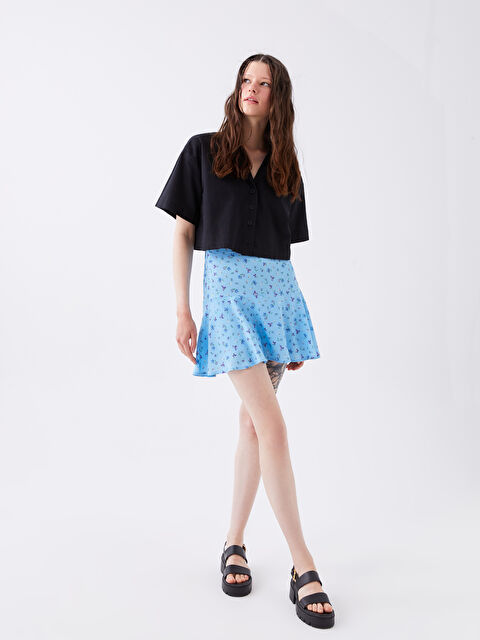 XSIDE جيبة شورت قصيرة مُزهرة بخصر مرن للسيدات - S3EM08Z8-JSW