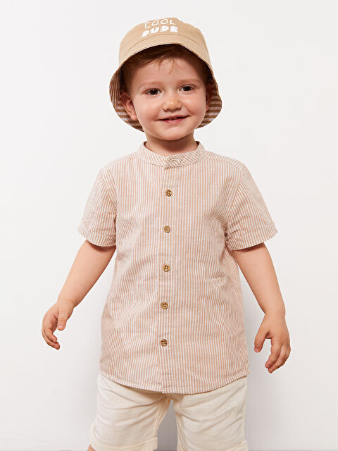 LCW baby قميص للأولاد الرضع بياقة الجد وكم قصير - S3EM12Z1-LEW