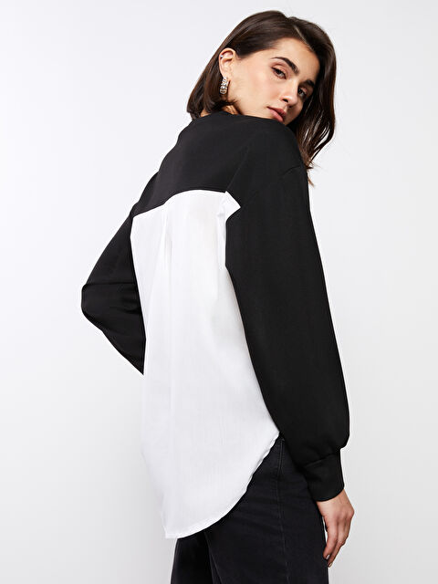 LCW Vision әйелдерге арналған дөңгелек жағалы оверсайз свитшот - S3EO04Z8-CVL