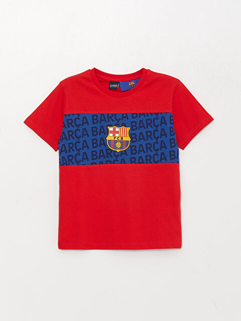 LCW Kids Crew Neck Barcelona Printed Short Sleeve Boys' T-Shirt - S3EO53Z4-HMW