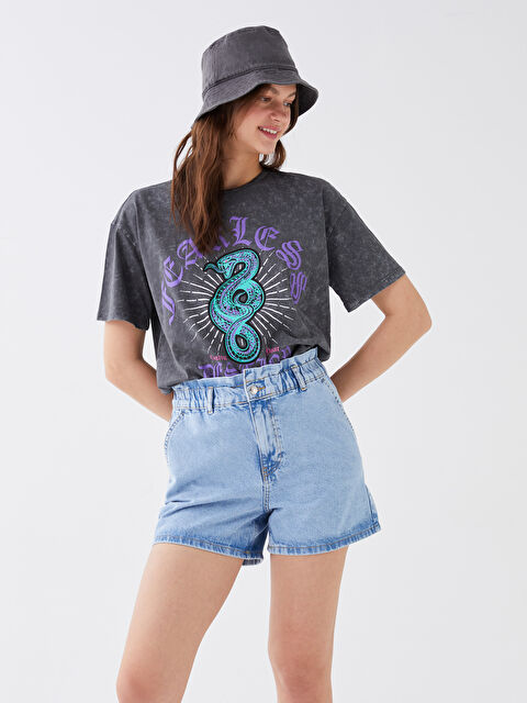 XSIDE High Waisted Regular Fit Women's Denim Shorts - S3EP38Z8-K9M